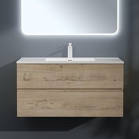 Badmöbel-Set Waschbeckenunterschrank 100x48x56cm in Eiche Greige 2-Schubladen mit Soft-Close inkl. Mineralguss Waschbecken Aqualis - Mai&mai Badmöbel-Set Waschbeckenunterschrank 100x48x56cm in Eiche Greige 2-Schubladen mit Soft-Close inkl. Mineralguss Waschbecken Aqualis - Mai&mai von MAI & MAI