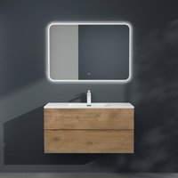 Mai&mai - Badmöbel-Set Waschbeckenunterschrank 100x48x56cm in Kerneiche 2-Schubladen mit Soft-Close inkl. Mineralguss Waschbecken Aqualis von MAI & MAI