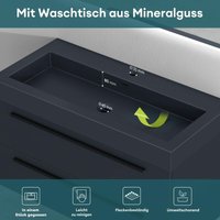 Mai&mai - Badmöbel-set Waschbeckenunterschrank 100 cm, Waschtisch mit Unterschrank in matt Anthrazit, inkl. Waschschbecken aus Mineralguss Quadratto von MAI & MAI