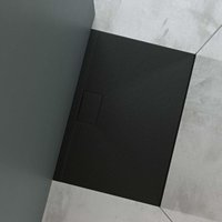 Duschtasse Duschwanne aus Mineralguss BxTxH: 80x90x3 cm Mineralgusswanne in Anthrazit DIN-Anschlüsse inkl. Ablaufgarnitur Geoma07 - Mai&mai von MAI & MAI