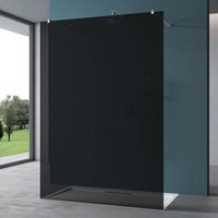 Duschwand Duschabtrennung 2 Haltestange für Walk-In Dusche 80cm 8mm Grauglas ESG-Sicherheitsglas mit Nanobeschichtung Rechteckiger Stabilisator von MAI & MAI