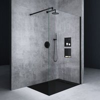 Duschwand für Dusche Duschabtrennung 140x200cm Walk-In Schwarz ESG-Sicherheitsglas 8mm nano Glas BRAM1 Bremen1K - Mai&mai von MAI & MAI