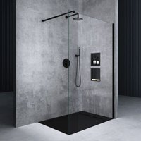 Duschwand für Dusche Duschabtrennung 140x200cm Walk-In Schwarz ESG-Sicherheitsglas 8mm nano Glas BRAM3 Bremen1K - Mai&mai von MAI & MAI