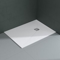 Duschwanne 90x120x3cm Duschtasse aus Mineralguss Mineralgusswann Weiß Matt Rechteckig DIN-Anschlüsse Geoma09 - Mai&mai von MAI & MAI