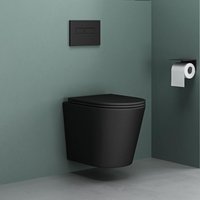 Mai&mai - Hänge-WC Wand-WC Aachen108 Schwarz Matt aus Keramik Spülrandloses-WC Wandmontage inkl. Softclose Sitz von MAI & MAI