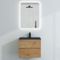 Mai & Mai Badmöbel-Set Waschtisch mit Unterschrank Mineralguss Waschbecken in Anthrazit Waschbeckenunterschrank 60x48x50cm Kerneiche 2-Schubladen Mai & Mai Badmöbel-Set Waschtisch mit Unterschrank Mineralguss Waschbecken in Anthrazit Waschbeckenunterschrank 60x48x50cm Kerneiche 2-Schubladen von MAI & MAI