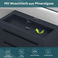 Mai & Mai Badmöbel-set Waschbeckenunterschrank 100 cm, Waschtisch mit Unterschrank in matt Anthrazit, inkl. Waschschbecken aus Mineralguss Quadratto von MAI & MAI