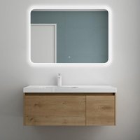 Mai & Mai Badmöbelset Badezimmermöbel Kerneiche Waschbeckenunterschrank 100 cm mit Waschschbecken aus Mineralguss und LED-Badspiegel Salerno Mai & Mai Badmöbelset Badezimmermöbel Kerneiche Waschbeckenunterschrank 100 cm mit Waschschbecken aus Mineralguss und LED-Badspiegel Salerno von MAI & MAI