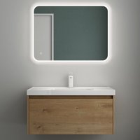 Mai & Mai Badmöbelset Badezimmermöbel Kerneiche Waschbeckenunterschrank 80 cm mit Waschschbecken aus Mineralguss Salerno von MAI & MAI