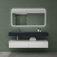 Mai & Mai Badmöbelset Waschtisch mit Unterschrank Weiß matt 150x48x25cm mit Soft-Close Schubladen inkl. Mineralguss-Waschbecken in matt Anthrazit und von MAI & MAI