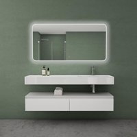 Mai & Mai Badmöbelset Waschtisch mit Unterschrank Weiß matt 150x48x25cm mit Soft-Close Schubladen inkl. Mineralguss-Waschbecken und LED-Badspiegel UP Mai & Mai Badmöbelset Waschtisch mit Unterschrank Weiß matt 150x48x25cm mit Soft-Close Schubladen inkl. Mineralguss-Waschbecken und LED-Badspiegel UP von MAI & MAI