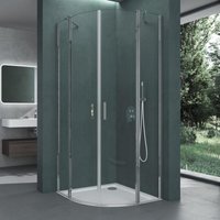 Duschabtrennung Viertelkreis mit 2 Drehtüren Dusche 80x80 cm ESG-Sicherheitsglas Nano-Beschichtung Ravenna52K - Mai&mai von MAI & MAI