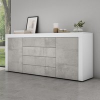 Mai&mai - Sideboard Aufbewahrungsschrank bth: 167x36x70 cm mit 2 Schränken und 4 Schubladen in Weiß matt + Beton Kommode Mehrzweckschrank Möbel von MAI & MAI