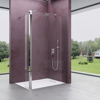 Mai & Mai Walk-In Duschwand für Dusche Duschabtrennung 100x200cm 10mm Klarglas mit 30cm Nebenteil ESG-Sicherheitsglas mit Nanobeschichtung Runder von MAI & MAI
