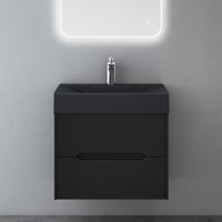 Mai&mai - Badezimmermöbel Waschbeckenunterschrank mit Softclose Schubladen inkl. Mineralguss Waschbecken 60cm in Matt Schwarz Badmöbel-Set Yoga von MAI & MAI