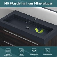 Mai&mai - Badmöbel-set Waschbeckenunterschrank 90 cm, Waschtisch mit Unterschrank in Dunkelgrau, inkl. Waschschbecken aus Mineralguss Quadratto von MAI & MAI
