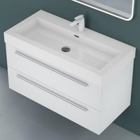 Mai&mai - Badmöbel-set Waschbeckenunterschrank 90x48x60cm Waschtisch mit Unterschrank inkl. Mineralguss-Waschbecken und Led-Badspiegel Quadratto Mai&mai - Badmöbel-set Waschbeckenunterschrank 90x48x60cm Waschtisch mit Unterschrank inkl. Mineralguss-Waschbecken und Led-Badspiegel Quadratto von MAI & MAI