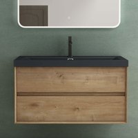 Mai&mai - Badmöbelset Badezimmermöbel Waschbeckenunterschrank 2 Schubladen mit Soft-Close inkl. Anthrazit Waschbecken aus Mineralguss Kerneiche 100 Mai&mai - Badmöbelset Badezimmermöbel Waschbeckenunterschrank 2 Schubladen mit Soft-Close inkl. Anthrazit Waschbecken aus Mineralguss Kerneiche 100 von MAI & MAI