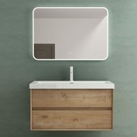 Mai&mai - Badmöbelset Badezimmermöbel Waschbeckenunterschrank 2 Schubladen mit Soft-Close inkl. Waschbecken aus Mineralguss und LED-Badspiegel von MAI & MAI