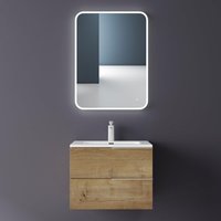 Mai&mai - Badmöbelset Unterschrank mit 60cm Waschbecken Waschtisch 2 Schubladen Badezimmer Waschbeckenunterschrank Badezimmermöbel Kerneiche Paestum von MAI & MAI