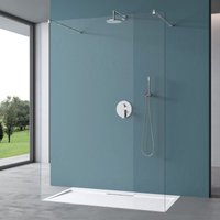 Mai&mai - Duschwand Duschabtrennung 2 Haltestange für Walk-In Dusche 100cm 10mm Klarglas ESG-Sicherheitsglas mit Nanobeschichtung Rechteckiger von MAI & MAI