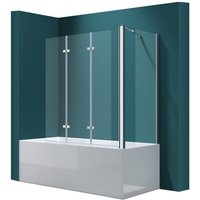 Duschwand für Badewanne Badewannenfaltwand 6mm Sicherheitsglas mit NANO-Versiegelung Duschabtrennung Badewannen-Aufsatz Wandanschlag links bth: von MAI & MAI