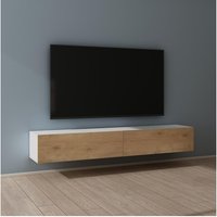 Mai&mai - Fernsehtisch Fernsehschrank tv Schrank Verdeckter Griff mit Soft-Close Lowboard Hängeschrank für Wohnzimmer in Matt Weiß + Kerneiche bth: Mai&mai - Fernsehtisch Fernsehschrank tv Schrank Verdeckter Griff mit Soft-Close Lowboard Hängeschrank für Wohnzimmer in Matt Weiß + Kerneiche bth: von MAI & MAI