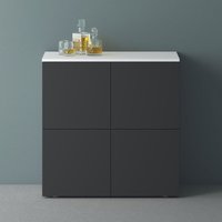 Mai&mai - Möbel Kommode Aufbewahrungsschrank mit 4 Türen in Weiß matt + Anthrazit matt Sideboard Schrank Mehrzweckschrank bth: 76x36,4x74 cm Schrank04 Mai&mai - Möbel Kommode Aufbewahrungsschrank mit 4 Türen in Weiß matt + Anthrazit matt Sideboard Schrank Mehrzweckschrank bth: 76x36,4x74 cm Schrank04 von MAI & MAI