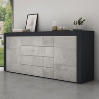 Sideboard Aufbewahrungsschrank bth: 167x36x70 cm mit 2 Schränken und 4 Schubladen in Anthrazit matt + Beton Kommode Mehrzweckschrank Möbel Schrank03 von MAI & MAI