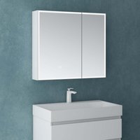 Mai&mai - Spiegelschrank Bad mit led Beleuchtung Badezimmerschrank Hängeschrank Badezimmerspiegel BxTxH 80x15x70 cm Weiß matt Spiegelschrank-04 von MAI & MAI