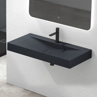 Waschbecken Col810 Hänge-Waschtisch Aufsatz-Waschschale Mineralguss Anthrazit matt 1 Armaturenloch recht-eckig Breite: 100 cm - Mai&mai von MAI & MAI