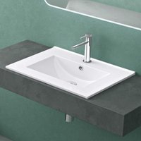 Mai&mai - Waschbecken Einbauwaschbecken Waschtisch Weiß glänzend aus Keramik 61x47x18cm inkl. Nano-Beschichtung Rechteckig Brüssel911 von MAI & MAI
