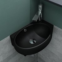Mai&mai - Waschbecken Gäste wc Aufsatzwaschbecken Hängewaschbecken aus Keramik mit nano, bth: 42x28x15cm, in matt schwarz, Armaturenloch Rechts Mai&mai - Waschbecken Gäste wc Aufsatzwaschbecken Hängewaschbecken aus Keramik mit nano, bth: 42x28x15cm, in matt schwarz, Armaturenloch Rechts von MAI & MAI