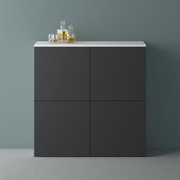 Möbel Kommode Aufbewahrungsschrank mit 4 Türen in Weiß matt + Anthrazit matt Sideboard Schrank Mehrzweckschrank bth: 100x36,4x98 cm Schrank04 von MAI & MAI