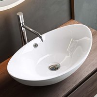Mai&mai - Waschbecken Aufsatzwaschbecken Oval aus Keramik 59x38cm Weiß Waschschale Waschtisch mit Nano-Beschichtung Br818 von MAI & MAI