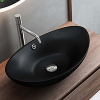 Waschbecken Aufsatzwaschbecken Oval aus Keramik 59x38cm matt Anthrazit Waschschale Waschtisch mit Nano-Beschichtung Br818 - Mai&mai Waschbecken Aufsatzwaschbecken Oval aus Keramik 59x38cm matt Anthrazit Waschschale Waschtisch mit Nano-Beschichtung Br818 - Mai&mai von MAI & MAI
