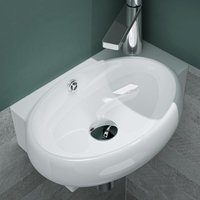Mai&mai - Waschbecken Gäste wc Aufsatzwaschbecken Hängewaschbecken aus Keramik mit nano, bth: 42x28x15cm, in weiß, Armaturenloch Rechts Brüssel001L Mai&mai - Waschbecken Gäste wc Aufsatzwaschbecken Hängewaschbecken aus Keramik mit nano, bth: 42x28x15cm, in weiß, Armaturenloch Rechts Brüssel001L von MAI & MAI