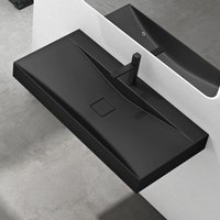 Mai&mai - Waschbecken Hänge Waschtisch Aufsatz Mineralguss Schwarz Matt Rechteckig Breite: 80 cm 1 Armaturenloch Col810 von MAI & MAI