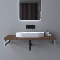 Waschbeckenauflage 50x100cm inkl. Edelstahlkonsolenträger Waschtischhalter gebürstet Eiche - Mai&mai von MAI & MAI