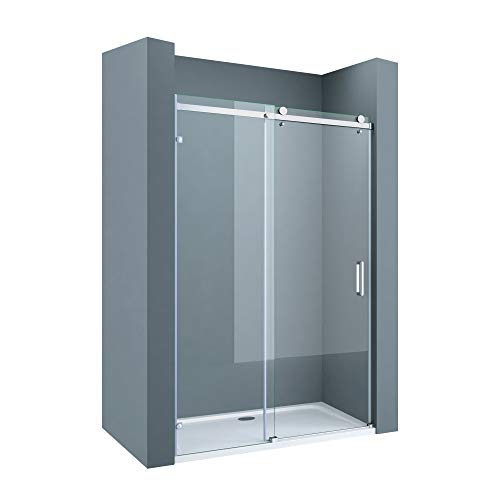 doporro Nischentür Nischenschiebetür Duschabtrennung Teramo4-2 105x195cm ESG-Sicherheitsglas Duschtür aus Klarglas teilgerahmt 4-Punkt-Befestigung inkl. NANO-Beschichtung von doporro