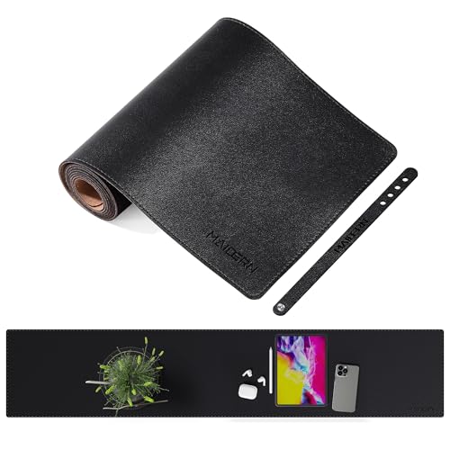MAIDERN Kork-Leder Konsolentisch Abdeckung, Reversible Sofa Tischdecke, Konsolentisch Matte, Sofa Tisch Pat Geeignet für Home Console Decor(100x20cm,Schwarz) von MAIDERN