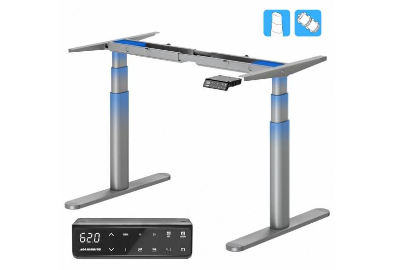 MAIDESITE Schreibtisch Höhenverstellbarer Gestell, Ovaler Beindesign, Elektrisch Dualmotor, Tischgestell mit 62-125cm, 4 Memory-Steuerung, Belastbar 180 KG von MAIDESITE