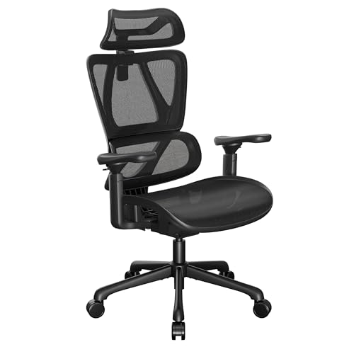MAIDeSITe Ergonomischer Bürostuhl mit Dynamischer Rückenlehne, Schreibtischstuhl mit 3D Armlehnen, Selbstsperrendesr Adaptivem Sitztiefe, Adaptiver Lendenwirbelstütze, Atmungsaktiver Netz-Chefsessel von MAIDeSITe