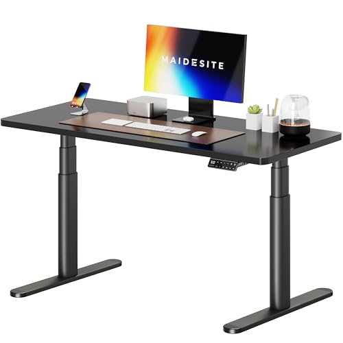 MAIDeSITe Höhenverstellbarer Schreibtisch, Ovaler Höhenverstellbar Stehtisch Elektrisch, Energieeffizient‌ Flüsterleiser Dualmotor Traglast 180kg Mit Kollisionsschutz Funktion von MAIDeSITe