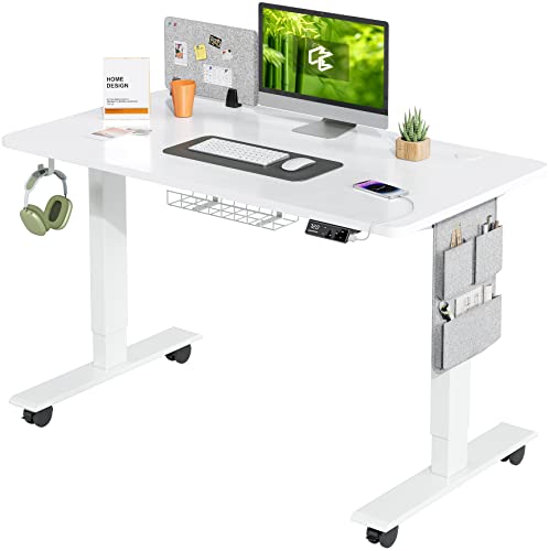 MAIDeSITe Höhenverstellbarer Schreibtisch (120 x 60 cm) Einfache Montage Computertisch Höhenverstellbar Elektrisch mit 4 Memory-Steuerung und Memoboard und 360°Rollen Schreibtisch SN1 von MAIDeSITe