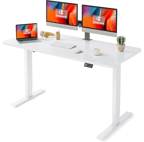 MAIDeSITe Höhenverstellbarer Schreibtisch 140 x 70 cm - Elektrisch mit 4 LED Memory-Steuerung - Sitz & Stehpult -Schreibtisch Höhenverstellbar mit Tischplatte (S1 Pro) von MAIDeSITe