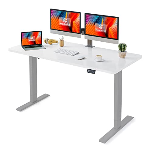 MAIDeSITe Höhenverstellbarer Schreibtisch 140 x 70 cm - Schreibtisch Höhenverstellbar Elektrisch mit 4 LED Memory-Steuerung - Sitz & Stehpult mit Tischplatte (S1 Pro) von MAIDeSITe