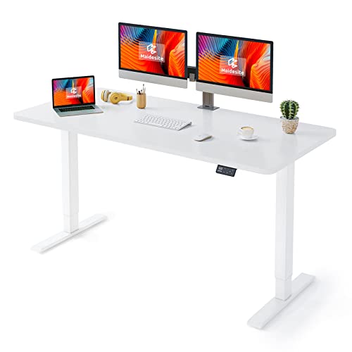 MAIDeSITe Höhenverstellbarer Schreibtisch 160 x 80 cm - Elektrisch Mit 4 LED Memory-Steuerung - Sitz & Stehpult Mit Tischplatte (S1 Pro) von MAIDeSITe