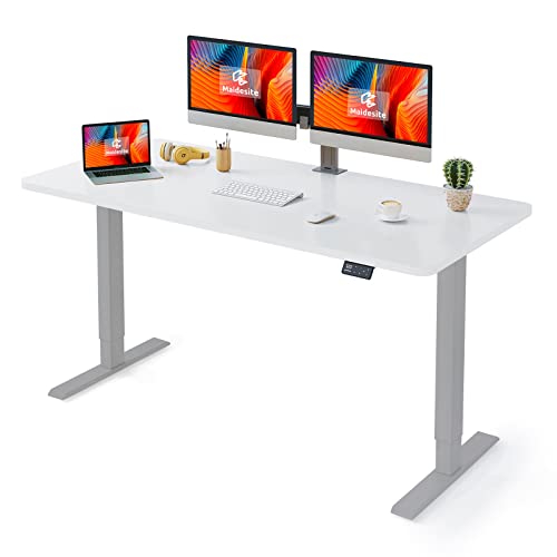 MAIDeSITe Höhenverstellbarer Schreibtisch 160 x 80 cm - Schreibtisch Höhenverstellbar Elektrisch mit 4 LED Memory-Steuerung - Sitz & Stehpult mit Tischplatte (S1 Pro) von MAIDeSITe