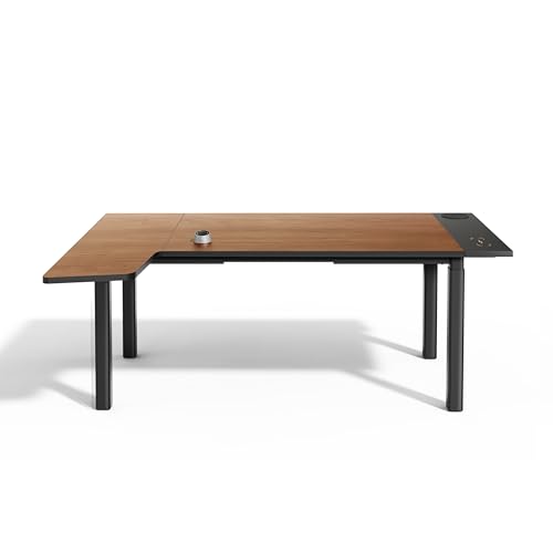 MAIDeSITe Höhenverstellbarer Schreibtisch L Form (180x80 cm) mit 200 kg Tragkraft, Kabelloser Fernbedienung, Dual-Motor-Arbeitsstation, Eingebauter Hubbuchse und Integriertem USB-Anschluss – Space Max von MAIDeSITe